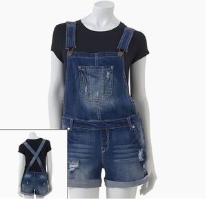 Wallflower distressed overall shorts Sz L